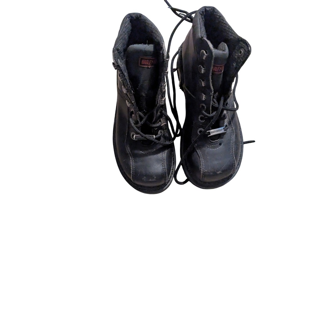 Harley Davidson Black Leather Combat Boots Biker Lace Up Ankle Boots steeltoe